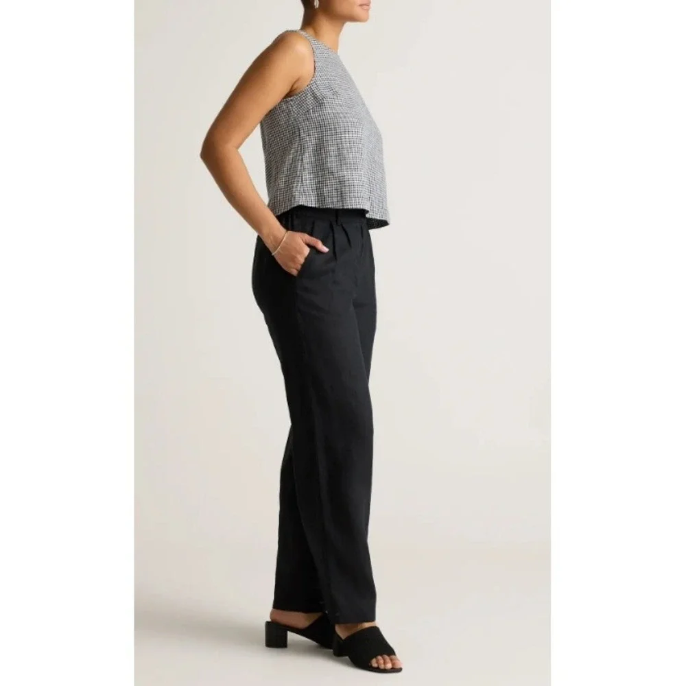 Quince Women's Classic Mini Gingham European Linen Cropped Tank Top Size M NWT - Picture 5 of 11
